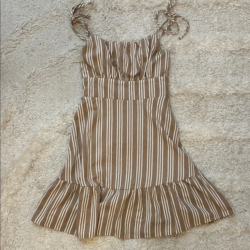 Kohl's Brown and White Striped Dress